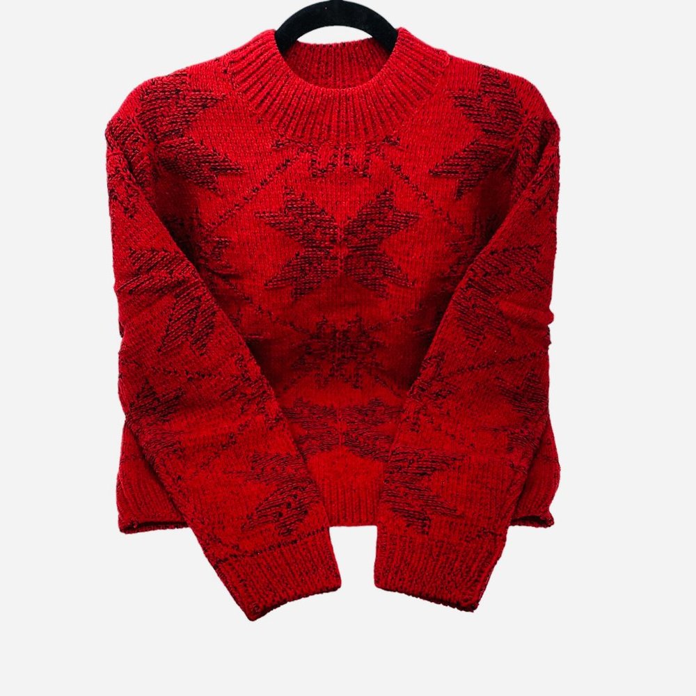 Snowflake Chenille Mock Neck Sweater